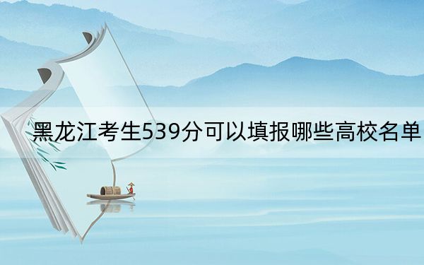 黑龙江考生539分可以填报哪些高校名单?(附带2022-2024年539录取名单)