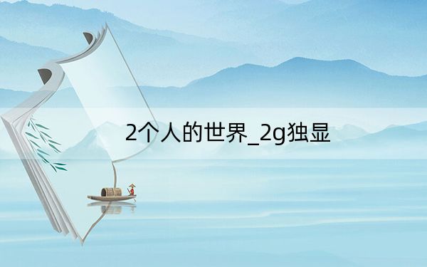 2个人的世界_2g独显