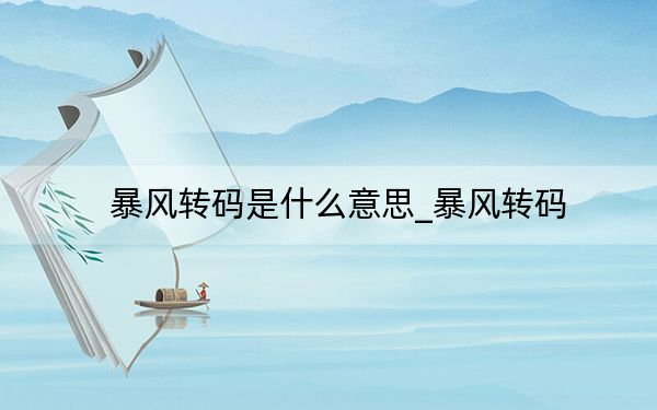 暴风转码是什么意思_暴风转码